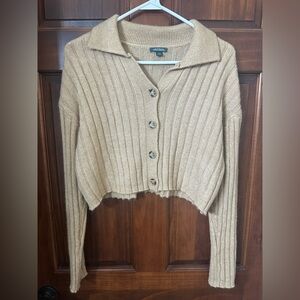 Wild Fable Women's Beige Ribbed Cardigan